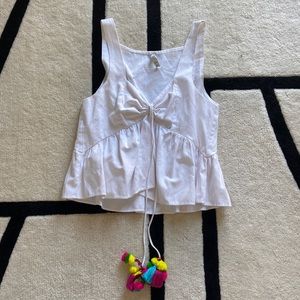 WHITE POM POM TOP SIZE S